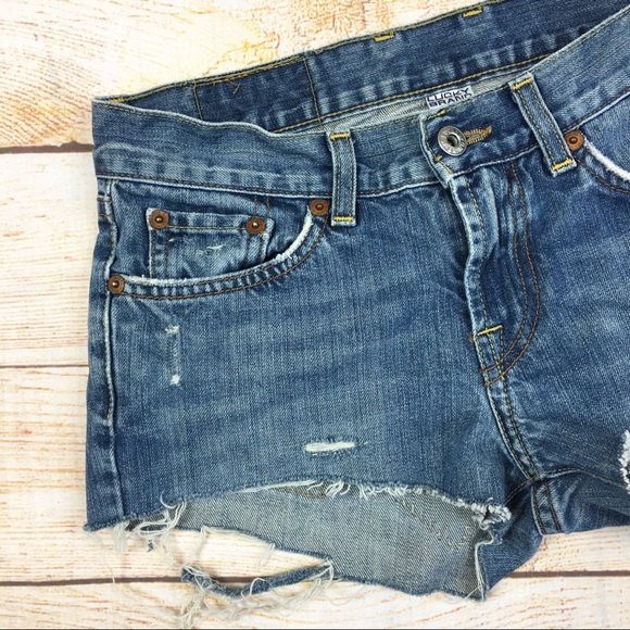 Lucky Brand distressed patched denim shorts 24/25 - Picture 4 of 6